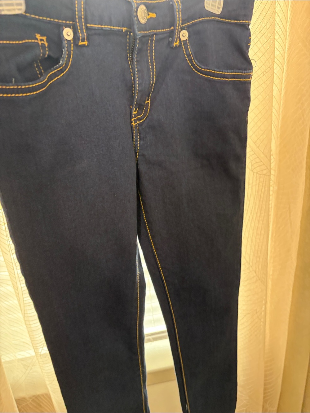 Levi's Dark Blue Kids Jeans with Gold Stitching. These are for girls 711 skinny.